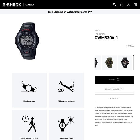 Casio G-Shock Digital Watch Black Solar GWM530A - Picture 4 of 13